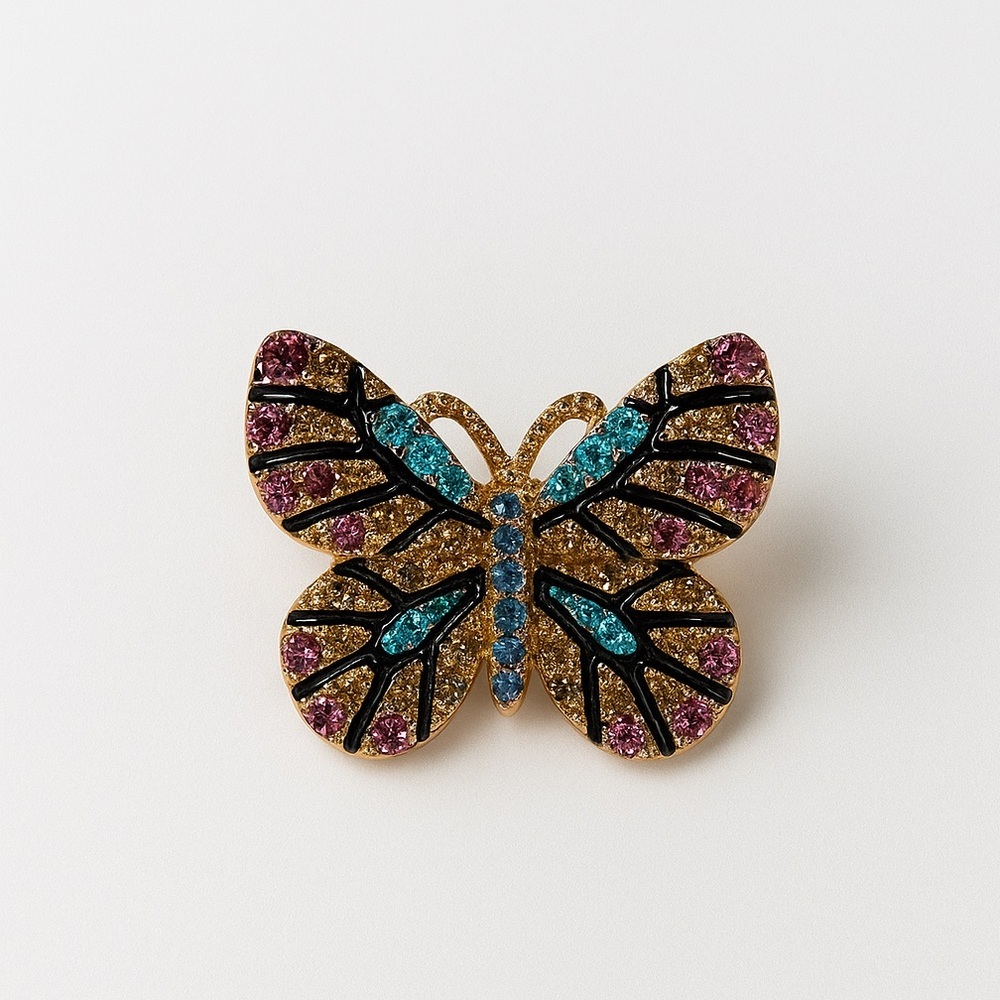 ⚜️ Elegant Miniature Multicolor Crystal Butterfly Brooch